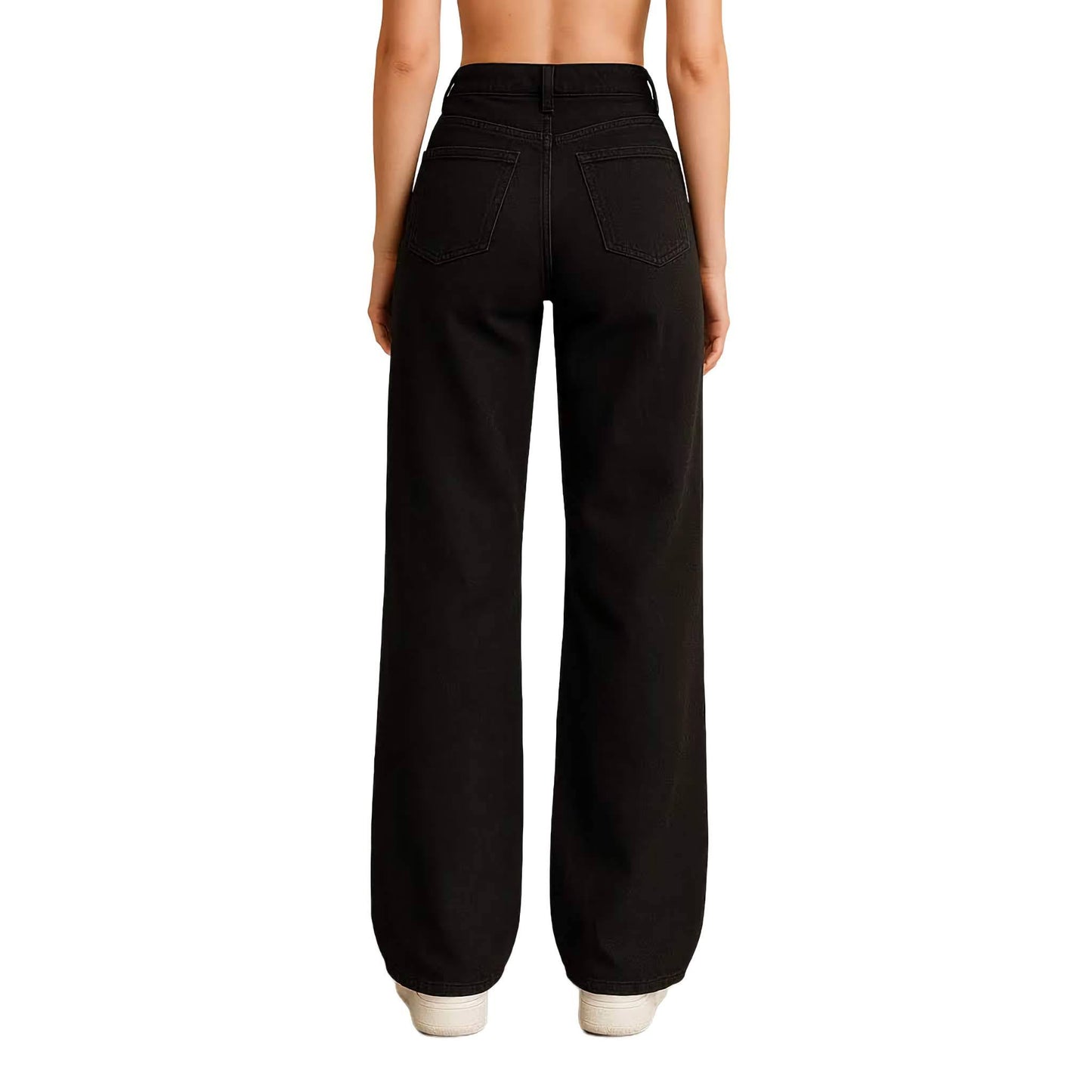 Schwarze High-Waist Wide-Leg Damenjeans