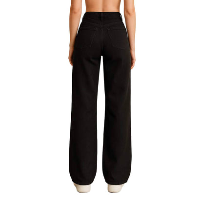 Schwarze High-Waist Wide-Leg Damenjeans