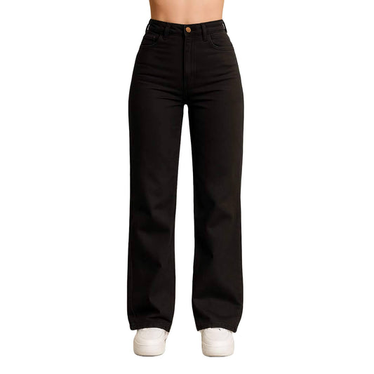 Schwarze High-Waist Wide-Leg Damenjeans