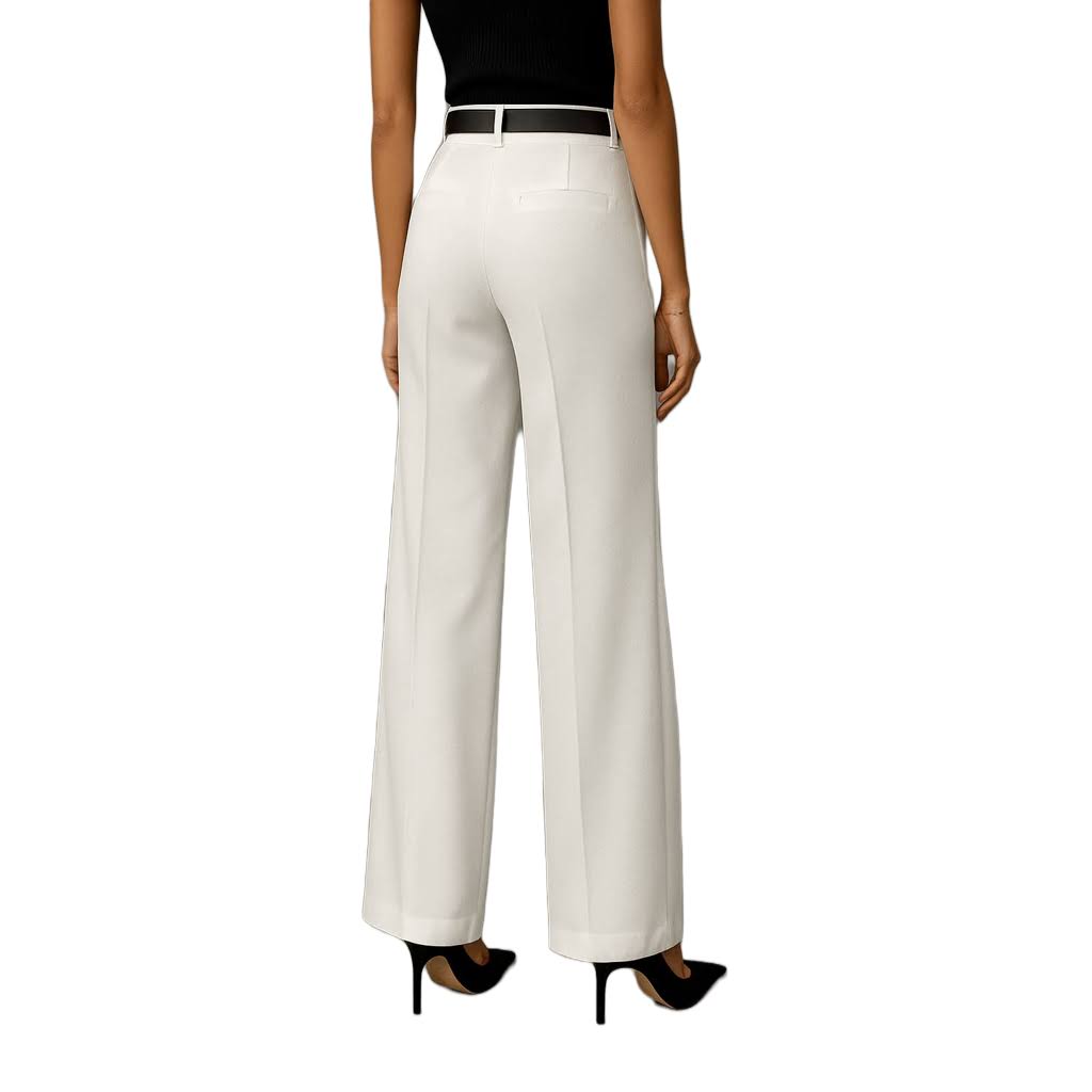 Ivory Elegance Wide-Leg Pants
