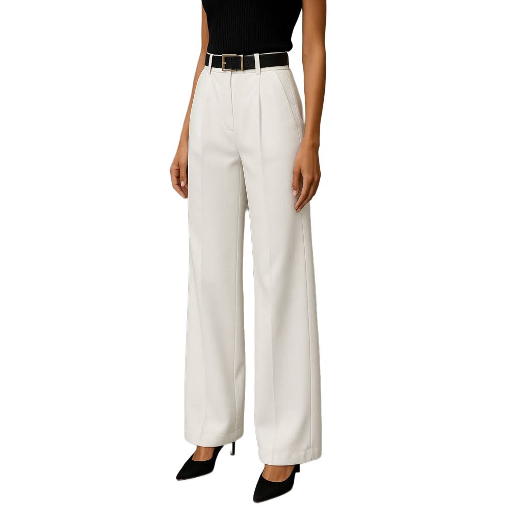 Ivory Elegance Wide-Leg Pants