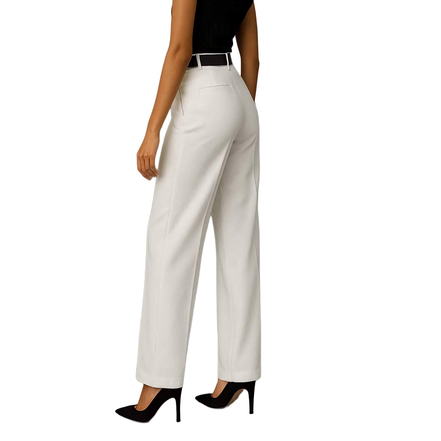 Ivory Elegance Wide-Leg Pants