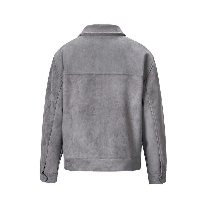 Graue Lederjacke für Herren – Clean Design mit Brusttaschen
